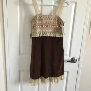 NWT Anthropologie "Macchiato Jumper  Dress" by Zehavale, Corduroy, Lace, Sz 2
